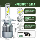 2 PCS C9 H4 18W 1800LM 6000K Waterproof IP68 Car Auto LED Headlight with 2 COB LED Lamps, DC 9-36V(White Light)