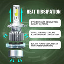 2 PCS C9 H4 18W 1800LM 6000K Waterproof IP68 Car Auto LED Headlight with 2 COB LED Lamps, DC 9-36V(White Light)