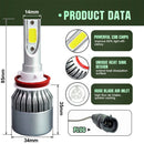 2 PCS C9 H8/H11 18W 1800LM 6000K Waterproof IP68 Car Auto LED Headlight with 2 COB LED Lamps, DC 9-36V(White Light)