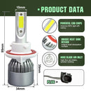 2 PCS C9 H13 18W 1800LM 6000K Waterproof IP68 Car Auto LED Headlight with 2 COB LED Lamps, DC 9-36V(White Light)