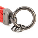 Car Metal + Braided Leather Key Ring Keychain (Dark Green)