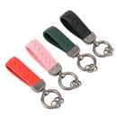 Car Metal + Braided Leather Key Ring Keychain (Pink)
