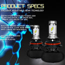 2 PCS 9007 IP65 Waterproof White Light 12 CSP LED Car Headlight Bulb, 9-36V / 18W, 6000K / 2000LM