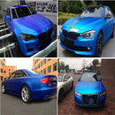 1.52 * 0.5m Waterproof PVC Wire Drawing Brushed Chrome Vinyl Wrap Car Sticker Automobile Ice Film Stickers Car Styling Matte Brushed Car Wrap Vinyl Film (Dark Blue)