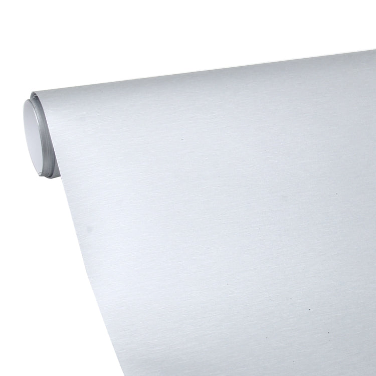 1.52 * 0.5m Waterproof PVC Wire Drawing Brushed Chrome Vinyl Wrap Car Sticker Automobile Ice Film Stickers Car Styling Matte Brushed Car Wrap Vinyl Film (Silver)