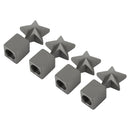 4 PCS Star Shape Gas Cap Mouthpiece Cover Tire Cap Car Tire Valve Caps (Silver Grey)