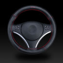 Car Universal Genuine Leather Hand-stitched Steering Wheel Cover(Dark Brown)