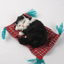 Lovely Simulation Animal Doll Plush Sleeping Cats Toy Cat Mat Doll Decorations Stuffed Toys Car Decoration Crafts, Mat Size: 19*13cm, Cat Size: 14*11cm