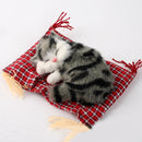 Lovely Simulation Animal Doll Plush Sleeping Cats Toy Cat Mat Doll Decorations Stuffed Toys Car Decoration Crafts, Mat Size: 19*13cm, Cat Size: 14*11cm