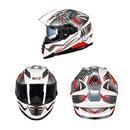 GXT Motorcycle Dinosaur Pattern White Full Coverage Protective Helmet Double Lens Motorbike Helmet, Size: M