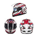 GXT Motorcycle White Red Pattern Full Coverage Protective Helmet Double Lens Motorbike Helmet, Size: M
