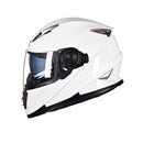 GXT Motorcycle White Full Coverage Protective Helmet Double Lens Motorbike Helmet, Size: M