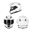 GXT Motorcycle White Full Coverage Protective Helmet Double Lens Motorbike Helmet, Size: M