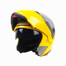 JIEKAI 105 Full Face Helmet Electromobile Motorcycle Double Lens Protective Helmet, Size: L (Yellow+Silver)