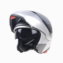 JIEKAI 105 Full Face Helmet Electromobile Motorcycle Double Lens Protective Helmet, Size: XL (Silver+Brown)