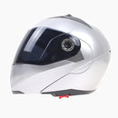 JIEKAI 105 Full Face Helmet Electromobile Motorcycle Double Lens Protective Helmet, Size: XXL (Silver+Brown)