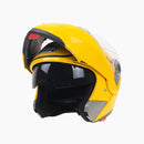 JIEKAI 105 Full Face Helmet Electromobile Motorcycle Double Lens Protective Helmet, Size: L (Yellow+Transparent)