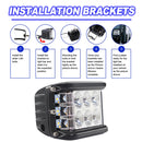 4 inch 45W 4500LM LED Work Light Bar Side Shooter Combo Beam White+Yellow Driving Offroad