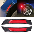 2 PCS Carbon Fiber Reflective Car Fender Flare Wheel Brow Warning Strip Stickers(Red)