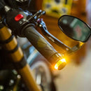 2 PCS Motorcycle Turn Double Light Grip Bar Plug Strobe Side Marker End LED Handlebar Lamp, Yellow and White Light