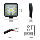 6.7W White Light Square-Shaped Waterproof Car Boat Marine Work Lights Spotlight LED Bulbs, DC 9-30V