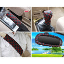 5 PCS Car Hand Brake Cover Shift Knob Gear Stick Cushion Sets Rear View Mirror Sets Cover Car Accessory Interior Decoration Pad(Red)