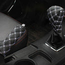 5 PCS Car Hand Brake Cover Shift Knob Gear Stick Cushion Sets Rear View Mirror Sets Cover Car Accessory Interior Decoration Pad(White)