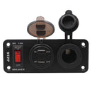 ZH-846A1 Multi-function Combination Switch Panel Voltmeter + Cigarette Lighter Socket + Central Console Power Off Switch + Dual USB Charger for Car RV Marine Boat