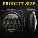 2 PCS 7 inch DC10-48V 36W 6000K Harley Motorcycle Headlight with 12 SMD-5630-LED Lamps and 12 Crystal Lamp Beads(White Light)