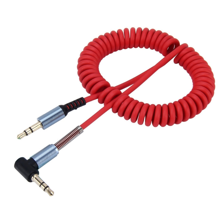 3.5mm 3-pole Male to Male Plug Audio AUX Retractable Coiled Cable, Length: 1.5m(Red)