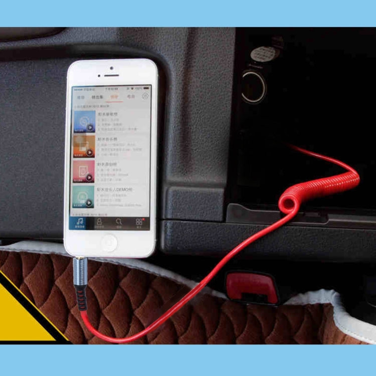 3.5mm 3-pole Male to Male Plug Audio AUX Retractable Coiled Cable, Length: 1.5m(Red)