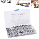 70 PCS Adjustable Single Ear Plus Stainless Steel Hydraulic Hose Clamps O-Clips Pipe Fuel Air, Inside Diameter Range: 5.8-21mm
