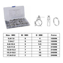 70 PCS Adjustable Single Ear Plus Stainless Steel Hydraulic Hose Clamps O-Clips Pipe Fuel Air, Inside Diameter Range: 5.8-21mm