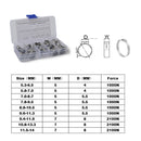 70 PCS Adjustable Single Ear Plus Stainless Steel Hydraulic Hose Clamps O-Clips Pipe Fuel Air, Inside Diameter Range: 5.3-14mm