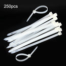 250 PCS 8mm*200mm Nylon Cable Ties(White)