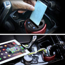 HSC YC-19 Car Cup Charger 2.1A/1A Dual USB Ports Car 12V-24V Charger with 2-Socket Cigarette and Card Socket(Red)