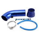 Universal Air Intake Pipe Super Power Flow Air Intakes Short Cold Racing Aluminium Air Intake Pipe Hose with Cone Filter Kit System (Blue)