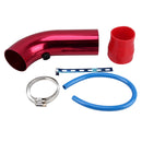 Universal Air Intake Pipe Super Power Flow Air Intakes Short Cold Racing Aluminium Air Intake Pipe Hose with Cone Filter Kit System (Red)