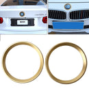 2 PCS Car Logo Decorative Circle Steering Wheel Decoration Ring Sticker Logo Car Styling Modification Car Front Logo Ring Decoration Rear Cover Trim Hood Emblem Rings for BMW 5 Series(Gold)