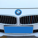 2 PCS Car Logo Decorative Circle Steering Wheel Decoration Ring Sticker Logo Car Styling Modification Car Front Logo Ring Decoration Rear Cover Trim Hood Emblem Rings for BMW 5 Series(Blue)