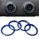 4 PCS Car Outlet Decorative Rings Aluminum Alloy Air Outlet Chrome Trim Ring Car Dashboard Air Vents Cover Sticker Decoration for Audi A3(Blue)