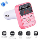 B2 Dual USB Charging Bluetooth FM Transmitter MP3 Music Player Car Kit, Support Hands-Free Call & TF Card & U Disk (Pink)