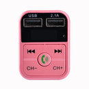 B2 Dual USB Charging Bluetooth FM Transmitter MP3 Music Player Car Kit, Support Hands-Free Call & TF Card & U Disk (Pink)