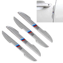 4 PCS Universal Car Door Anti-collision Strip Protection Guards Carbon Fiber Trims Stickers (Silver)