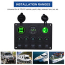 Multi-function Combination Switch Panel Voltmeter + Cigarette Lighter Socket + 5 Way Switches + Dual USB Charger for Car RV Marine Boat(Green Light)