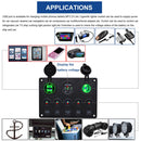 Multi-function Combination Switch Panel Voltmeter + Cigarette Lighter Socket + 5 Way Switches + Dual USB Charger for Car RV Marine Boat(Green Light)