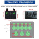 Multi-function Combination Switch Panel Voltmeter + Cigarette Lighter Socket + 5 Way Switches + Dual USB Charger for Car RV Marine Boat(Green Light)