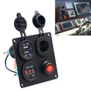 Multi-function Combination Switch Panel Voltmeter + Cigarette Lighter Socket + Dual USB Charger for Car RV Marine Boat