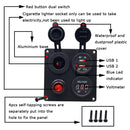 Multi-function Combination Switch Panel Voltmeter + Cigarette Lighter Socket + Dual USB Charger for Car RV Marine Boat