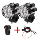 2 PCS DC 12V 5500LM 6000K 45W IP67 9 LED Lamp Beads Motorcycle Aluminum Alloy LED Headlight Lamps with Switch and Cable Hardness, Constantly Bright